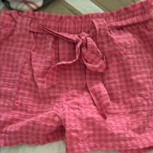 Pink Gingham Tie-Waist Shorts